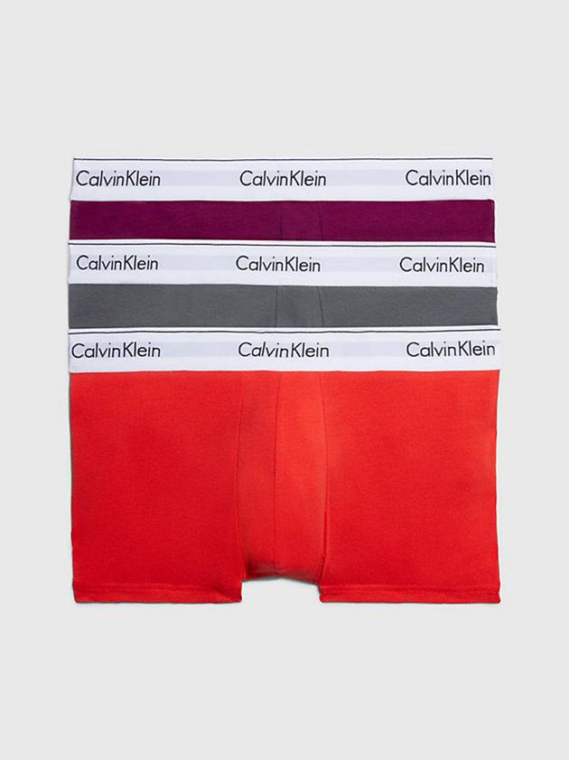 Calvin Klein USA 3 Pack - Modern Cotton Mens Trunks Red 7298013-QR